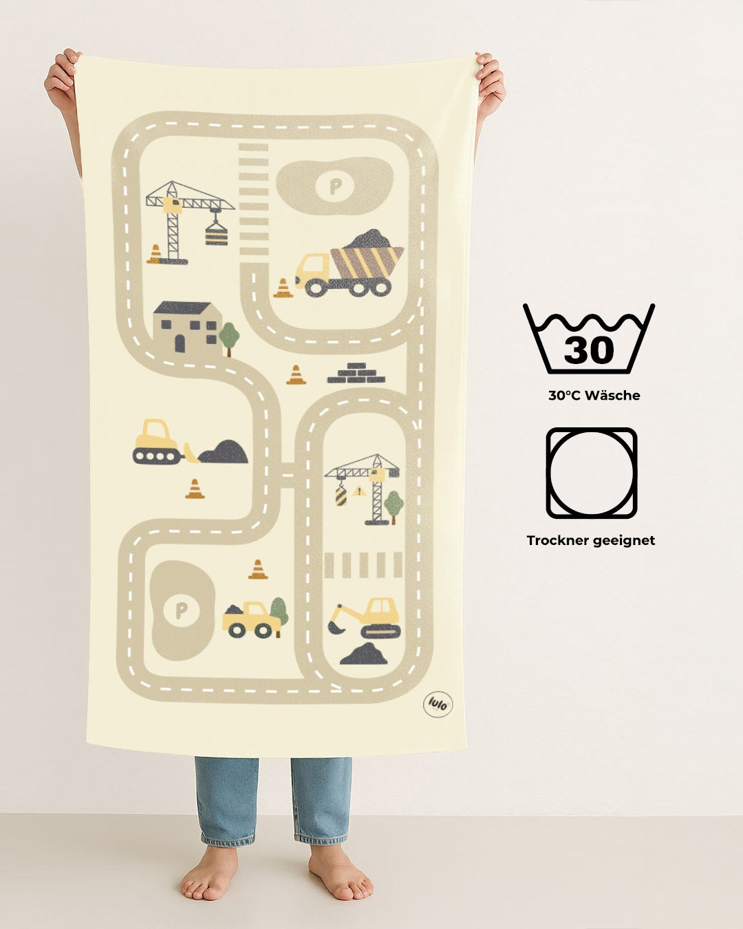 Spiel- & Badehandtuch "Bagger Baustelle"