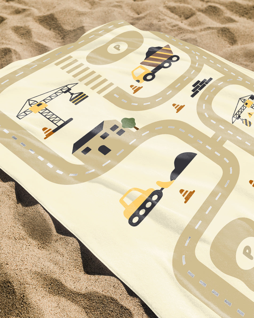 Spiel- & Badehandtuch "Bagger Baustelle"