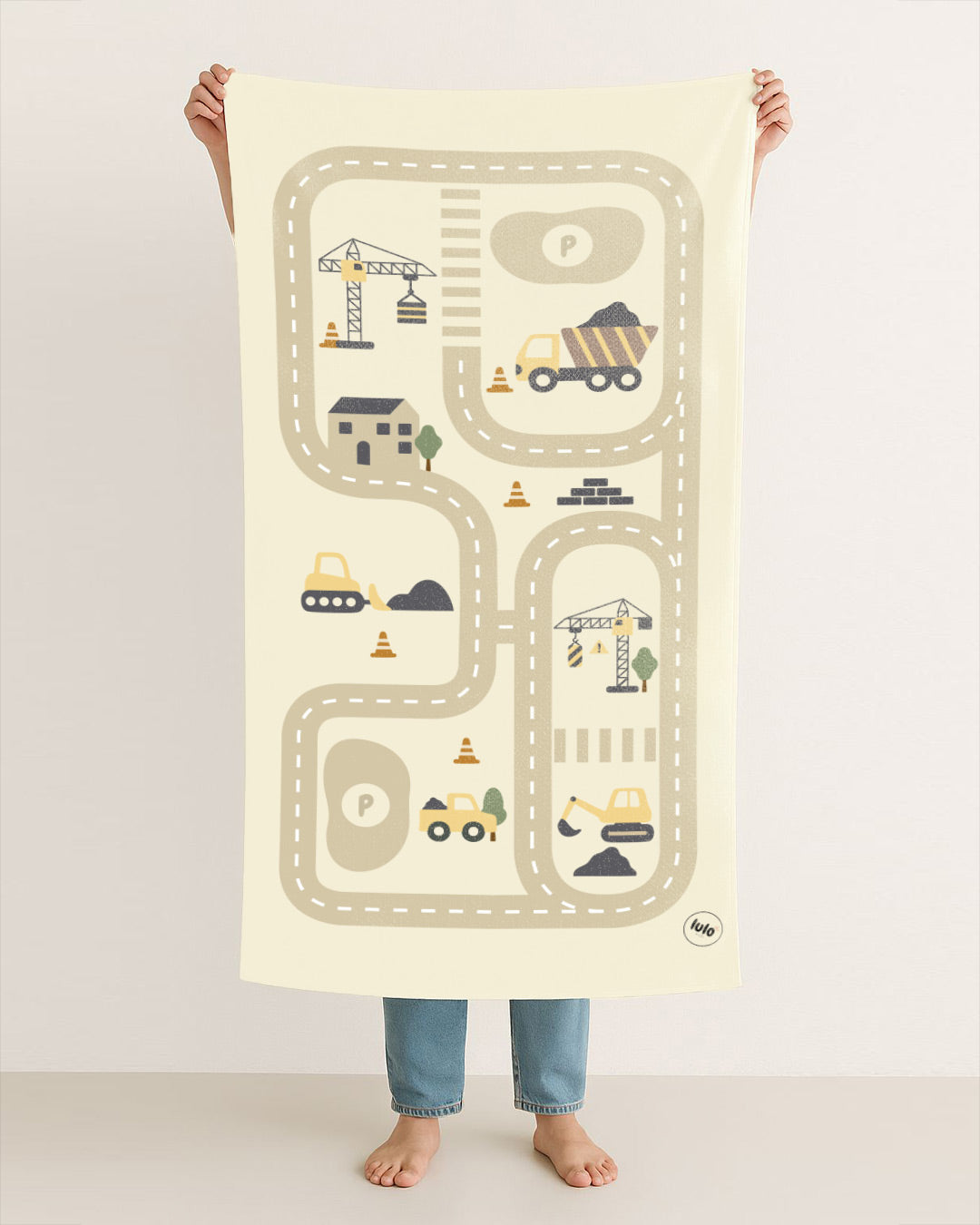 Spiel- & Badehandtuch "Bagger Baustelle"